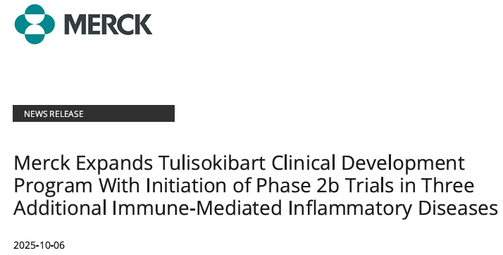 默沙东启动三项IIb期临床试验 评估抗TL1A单抗tulisokibart在多种炎症性疾病中的潜力